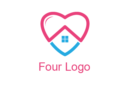 Heart shape with home icon