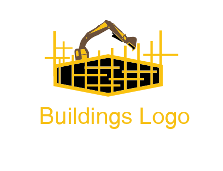 pillars in structure with digger construction logo