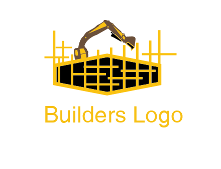 pillars in structure with digger construction logo