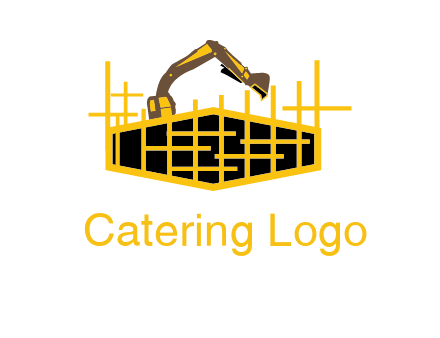 pillars in structure with digger construction logo