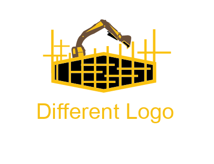 pillars in structure with digger construction logo