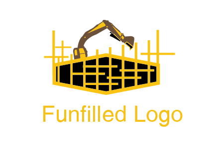 pillars in structure with digger construction logo