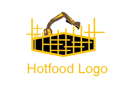 pillars in structure with digger construction logo