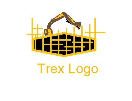 pillars in structure with digger construction logo