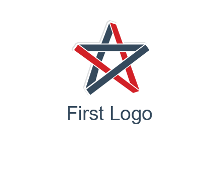 red and blue strips star logo