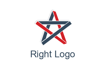 red and blue strips star logo