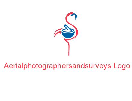 flamingo holding pestle mortar logo icon
