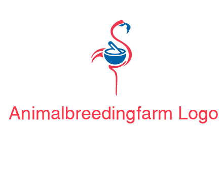 flamingo holding pestle mortar logo icon