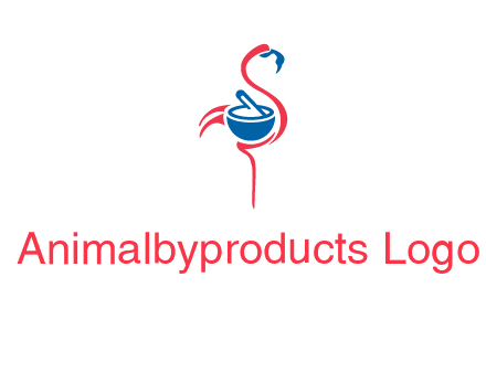 flamingo holding pestle mortar logo icon