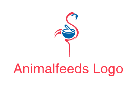 flamingo holding pestle mortar logo icon