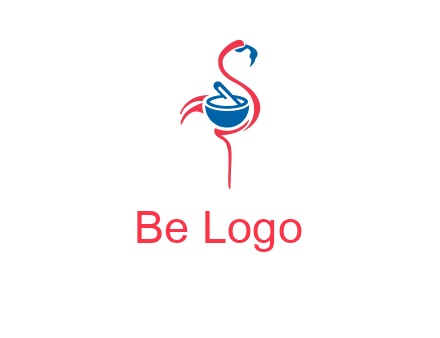 flamingo holding pestle mortar logo icon