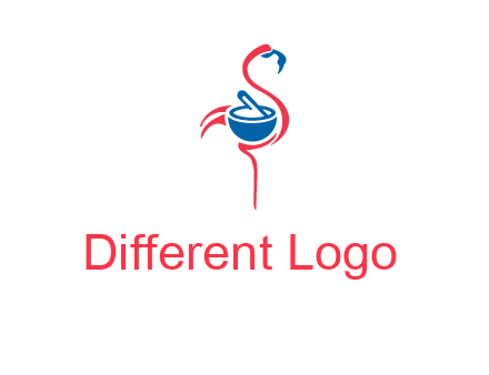 flamingo holding pestle mortar logo icon