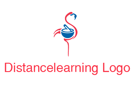 flamingo holding pestle mortar logo icon