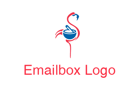 flamingo holding pestle mortar logo icon
