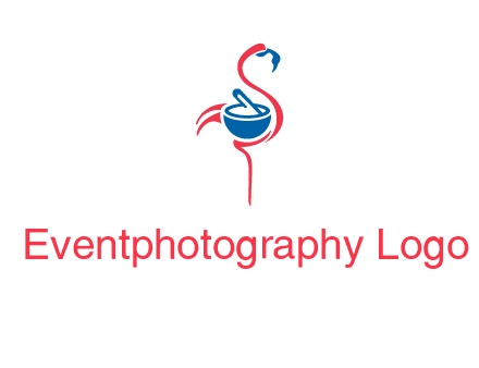 flamingo holding pestle mortar logo icon