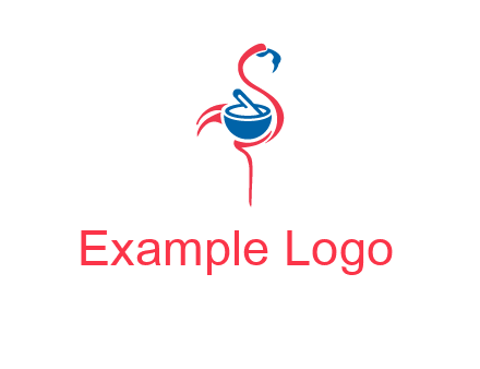 flamingo holding pestle mortar logo icon