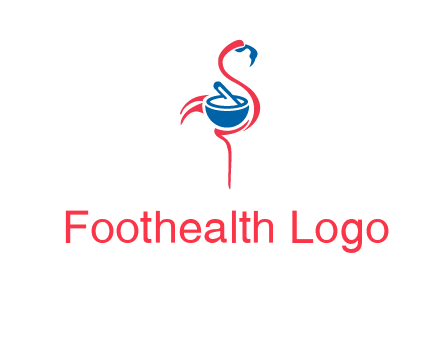 flamingo holding pestle mortar logo icon