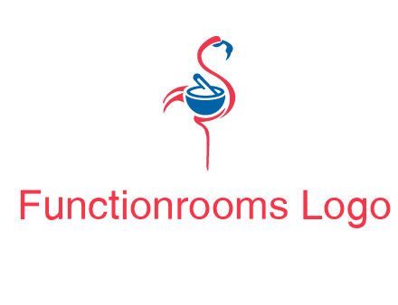 flamingo holding pestle mortar logo icon