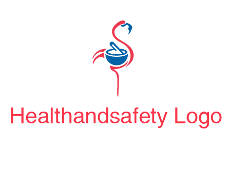 flamingo holding pestle mortar logo icon