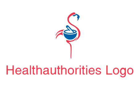 flamingo holding pestle mortar logo icon