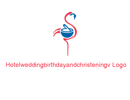 flamingo holding pestle mortar logo icon