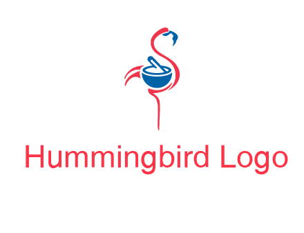 flamingo holding pestle mortar logo icon