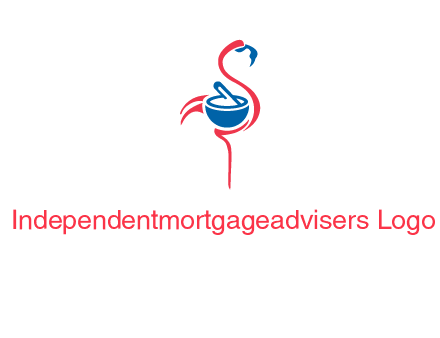 flamingo holding pestle mortar logo icon