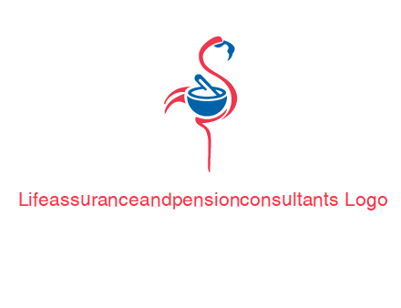 flamingo holding pestle mortar logo icon