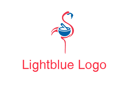 flamingo holding pestle mortar logo icon