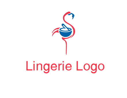 flamingo holding pestle mortar logo icon