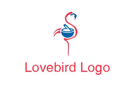 flamingo holding pestle mortar logo icon