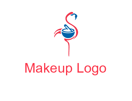 flamingo holding pestle mortar logo icon