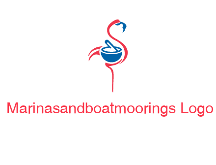 flamingo holding pestle mortar logo icon