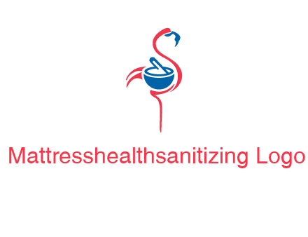 flamingo holding pestle mortar logo icon