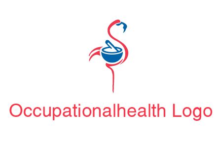 flamingo holding pestle mortar logo icon