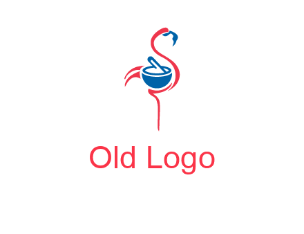 flamingo holding pestle mortar logo icon