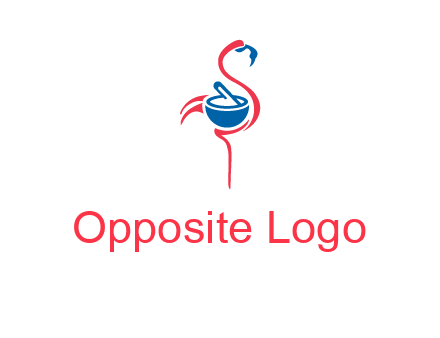 flamingo holding pestle mortar logo icon