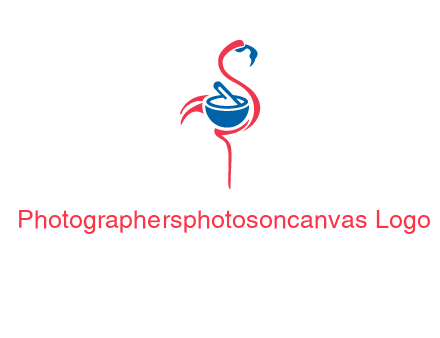 flamingo holding pestle mortar logo icon