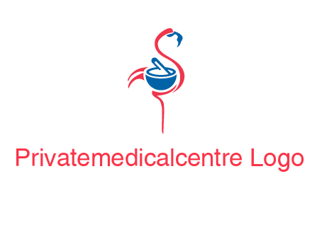 flamingo holding pestle mortar logo icon