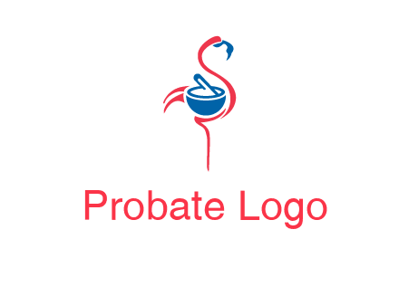 flamingo holding pestle mortar logo icon
