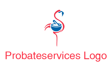 flamingo holding pestle mortar logo icon