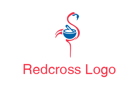 flamingo holding pestle mortar logo icon