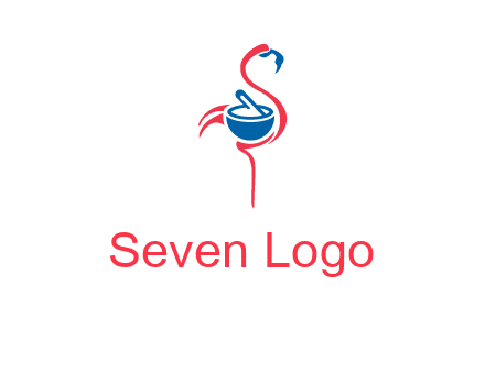 flamingo holding pestle mortar logo icon