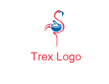 flamingo holding pestle mortar logo icon