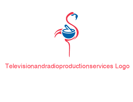 flamingo holding pestle mortar logo icon