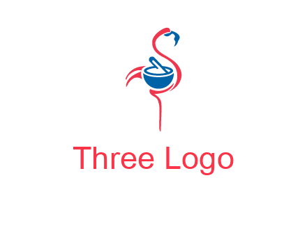 flamingo holding pestle mortar logo icon