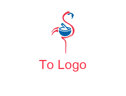 flamingo holding pestle mortar logo icon