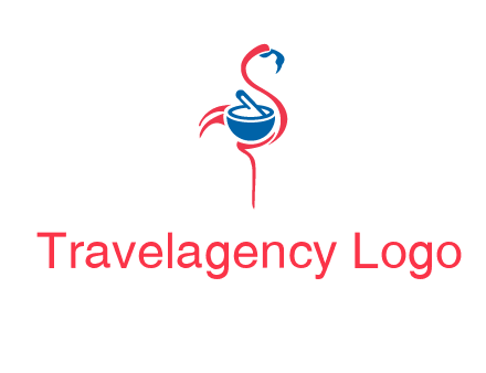 flamingo holding pestle mortar logo icon