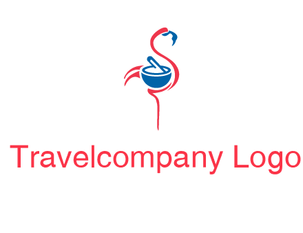flamingo holding pestle mortar logo icon