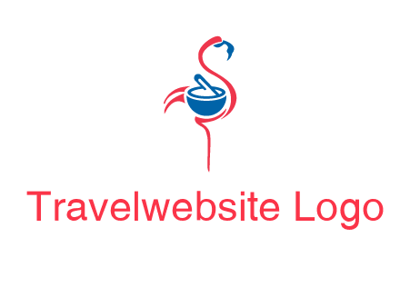 flamingo holding pestle mortar logo icon